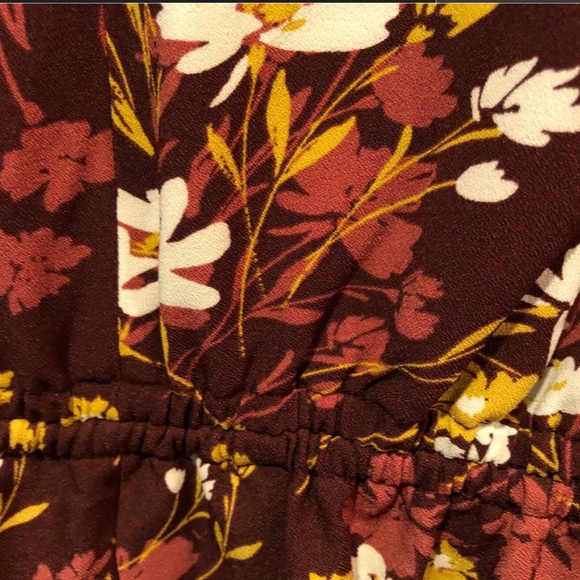 NEW! INGRID & ISABEL Large Burgundy Floral Print Woven Maternity Dress Back Tie - Picture 5 of 8